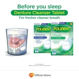 Polident Denture and Retainer Cleaning Tablets, Whitening Cleanser, 36 Tablets x2, Twinpack