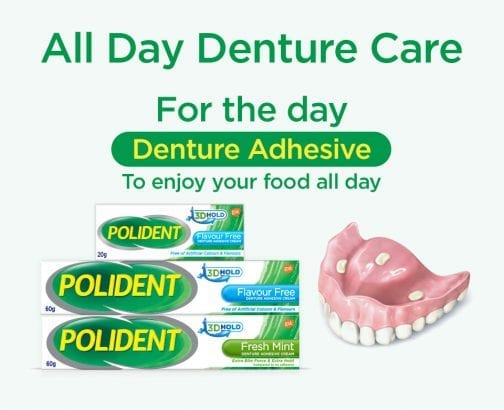 Polident Flavour Free Fresh Mint Denture With Dentures