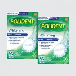 Polident Denture and Retainer Cleaning Tablets, Whitening Cleanser, 36 Tablets x2, Twinpack