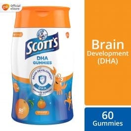 Scott’s DHA Chewable Gummies, Fish Oil Omega 3 Children Supplement for Immunity and Brain Development Support, Orange Flavour, 60s