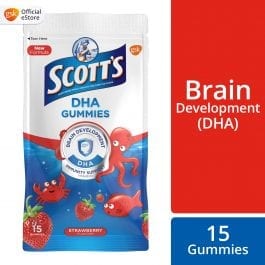 Scott’s DHA Chewable Gummies, Fish Oil Omega 3 Children Supplement for Immunity and Brain Development Support, Strawberry Flavour, 15s