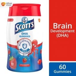 Scott’s DHA Chewable Gummies, Fish Oil Omega 3 Children Supplement for Immunity and Brain Development Support, Strawberry Flavour, 60s