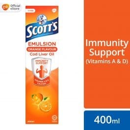 Scott’s Emulsion Cod Liver Oil, Omega 3 fatty acid DHA, Children Supplement, Orange, 400ml