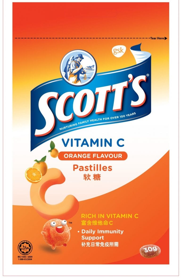 Buy Scott's Vitamin C Pastilles, Children Supplement, Orange, 30g