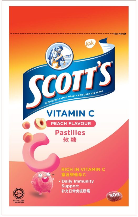 Scott's Vitamin C Pastilles, Children Supplement, Peach, 30g
